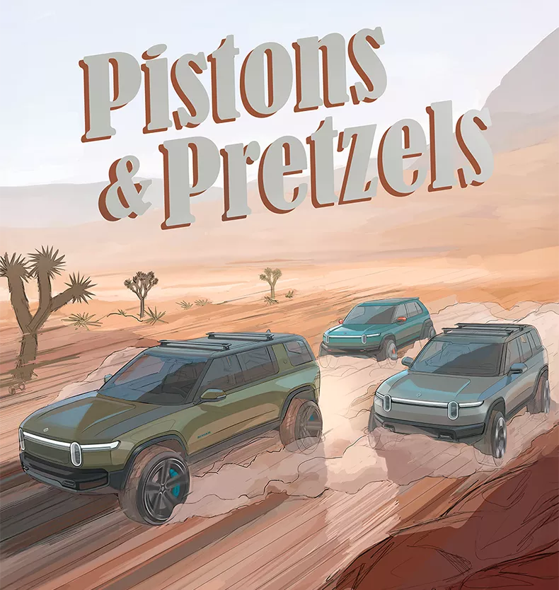 Rivian, Rivian Vehicles, Rivian R2, Rivian R3, Rivian R3X, Rivian Pike's Peak, Rivian Pike's Peak Truck, Rivian R1T, Pistons & Pretzels, Pistons and Pretzels, Car Community, Car Design, Car Event, Benda, Benda Motorcycles, Motorcycles, Transportation Design, Vehicle Design